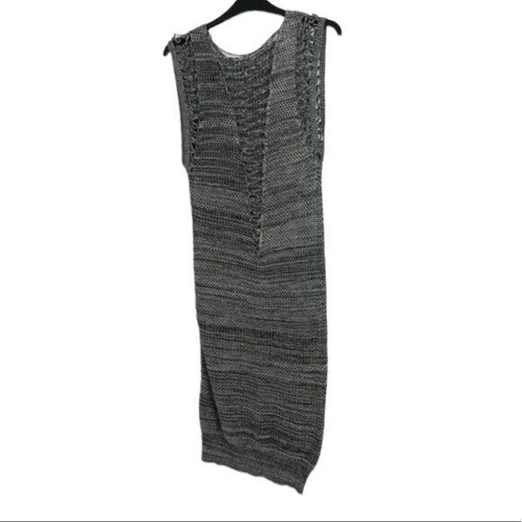 IRO Paris Grey Yarn plunging V neck sleeveless bodycon knit mini dress size  2 - Picture 1 of 14